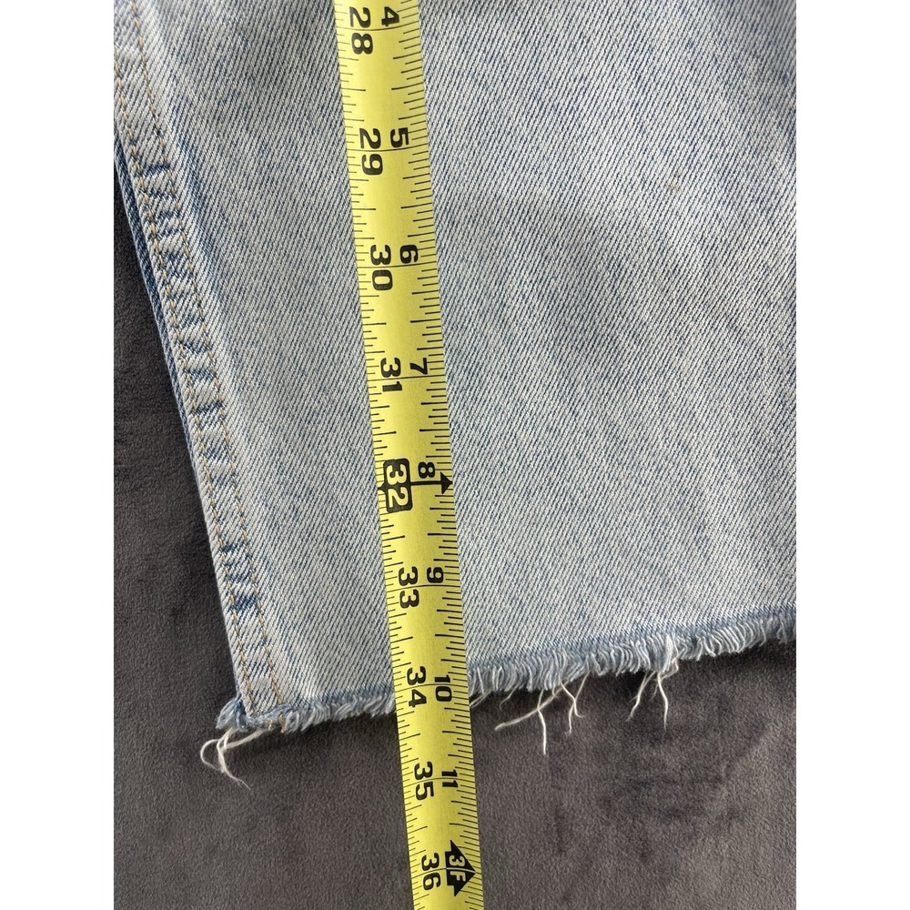 Zara Women's Light Wash Cropped Straight Leg Jeans Raw Hem Distressed Size 2 - Picture 6 of 9